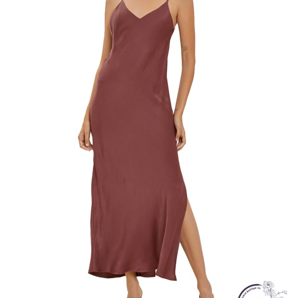 Women's Elegant Brown Slip Dress